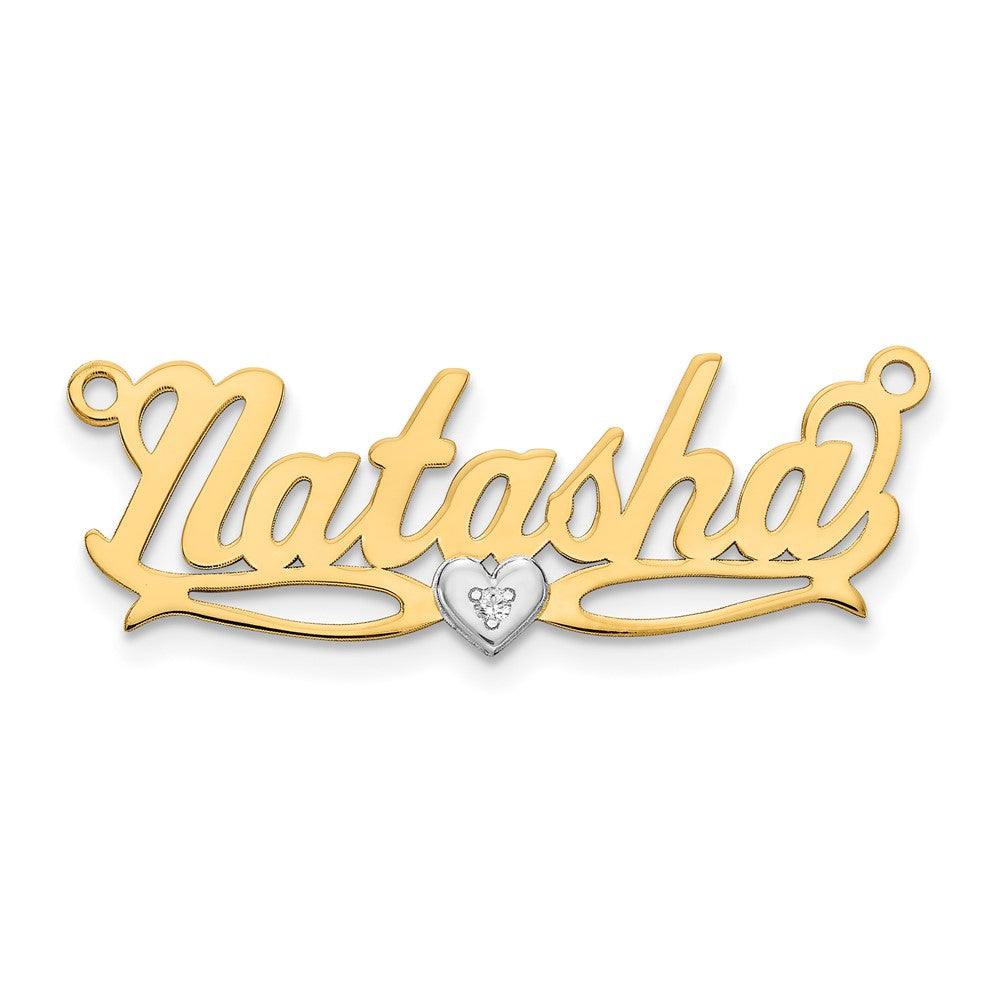 14k Yellow Gold Diamond Name Plate