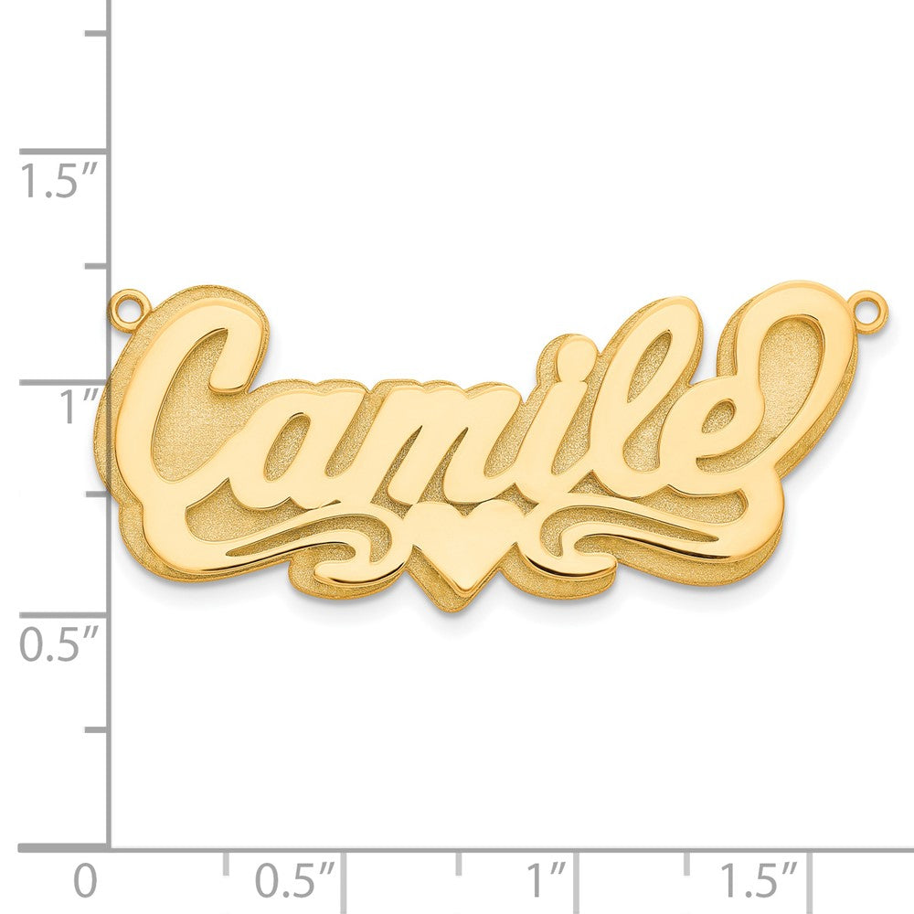 Sterling Silver/Gold-plated 3D Polished Heart Name Plate