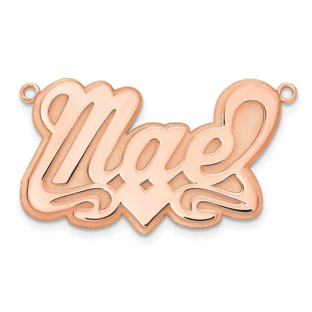 14k Rose Gold 3D Polished Heart Name Plate