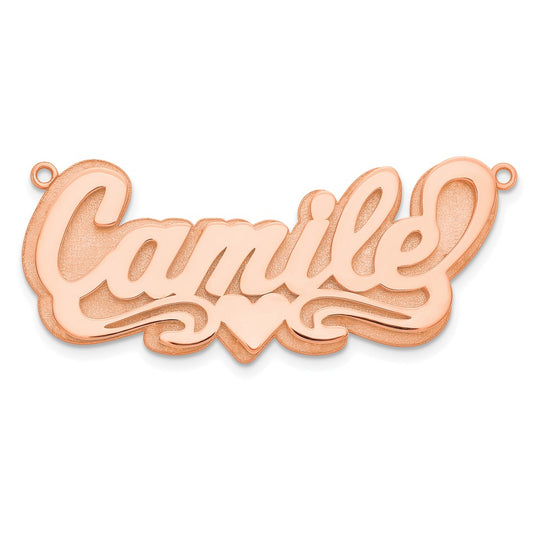 14k Rose Gold 3D Polished Heart Name Plate