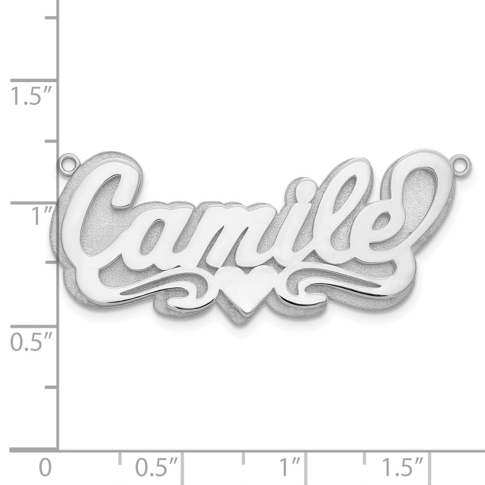 14k White Gold 3D Polished Heart Name Plate