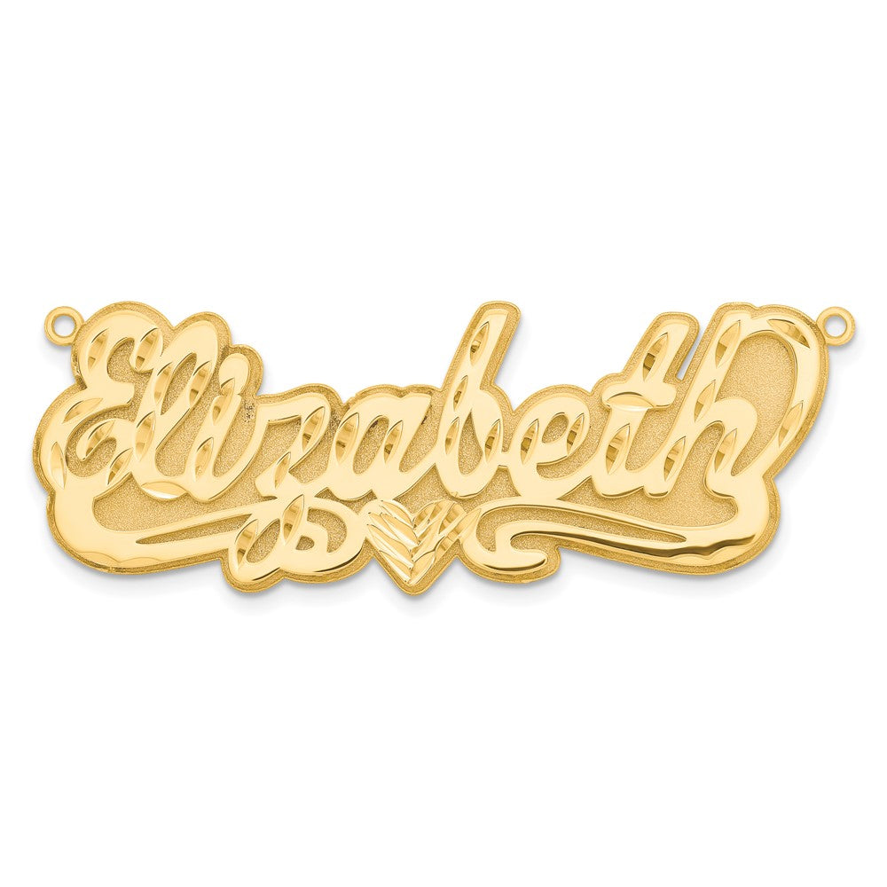 Sterling Silver/Gold-plated 3D Diamond-cut Heart Name Plate