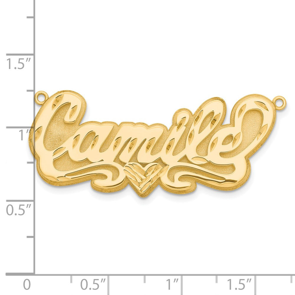 Sterling Silver/Gold-plated 3D Diamond-cut Heart Name Plate