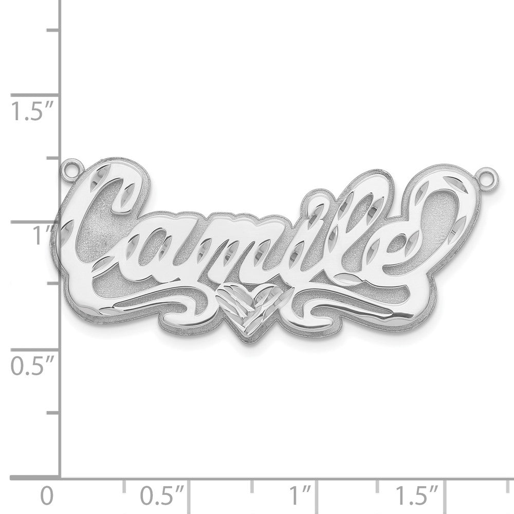 SS/Rhodium-plated 3D Diamond-cut Heart Name Plate