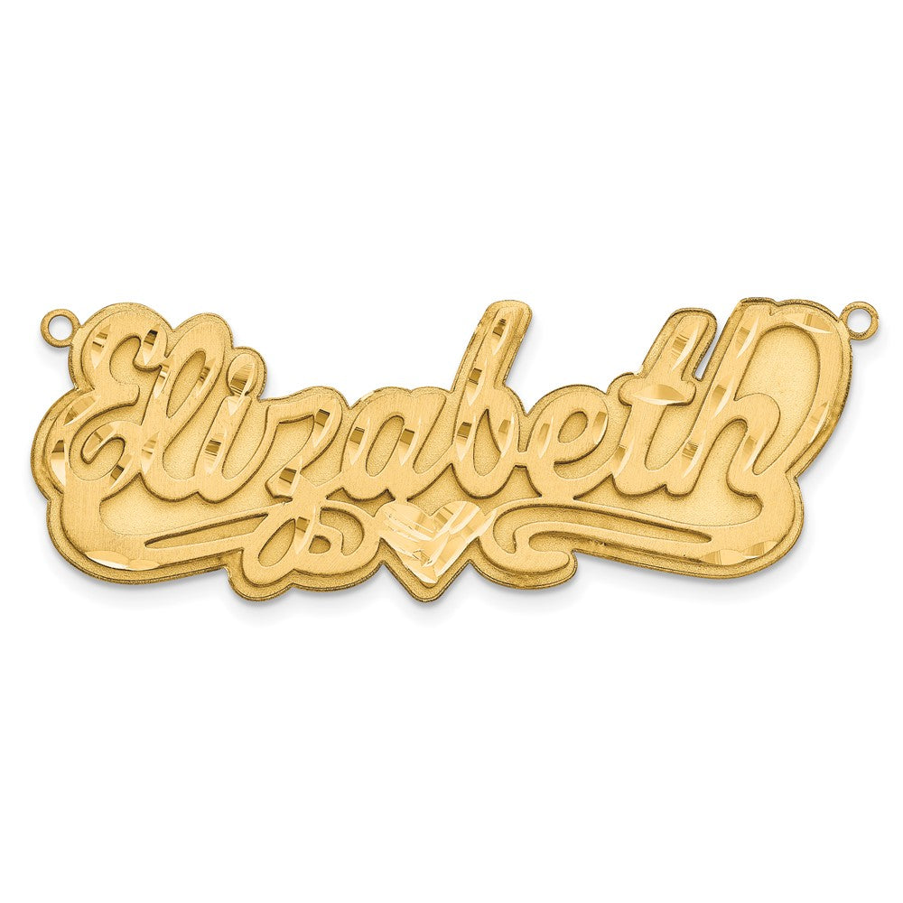 SS/Gold-plated 3D Satin Diamond-cut Heart Name Plate