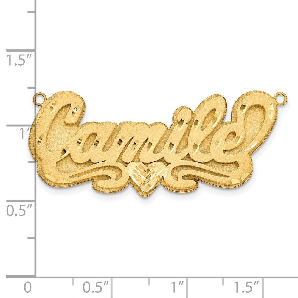 SS/Gold-plated 3D Satin Diamond-cut Heart Name Plate