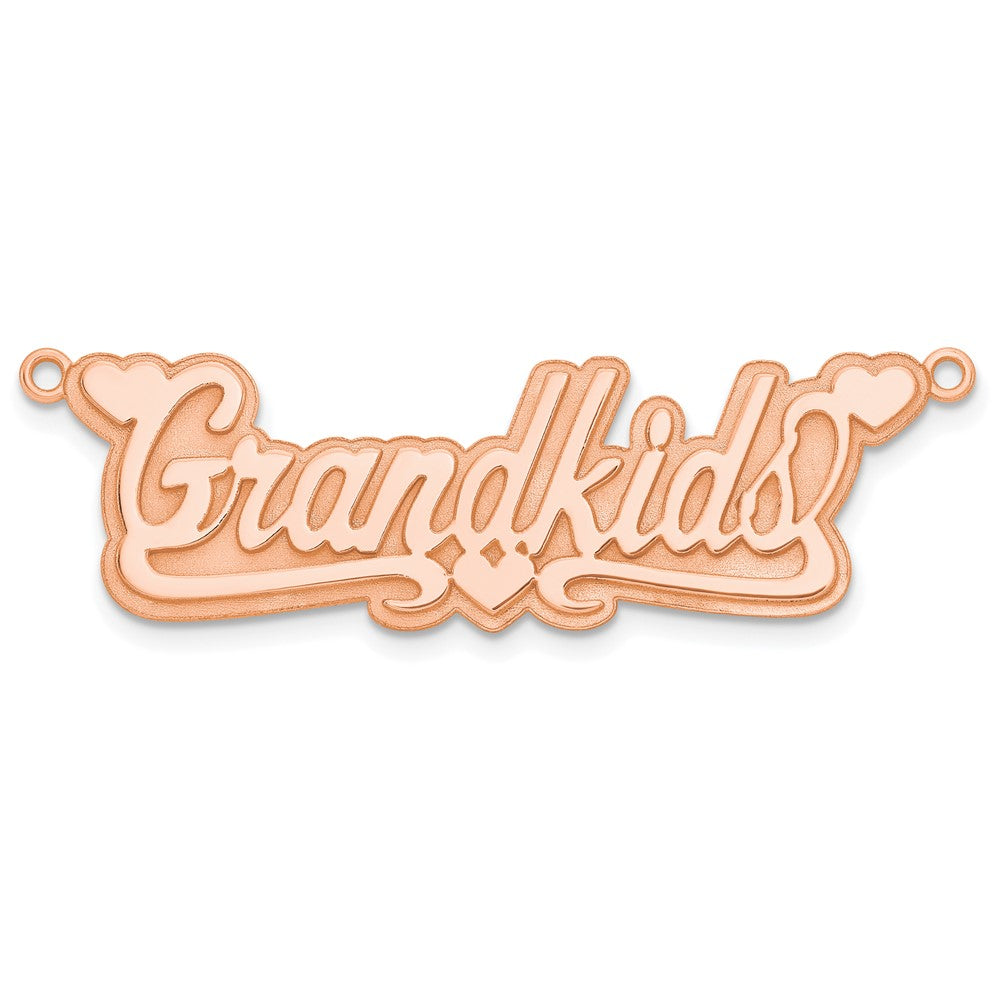 14k Rose Gold 3D Polished Hearts Name Plate