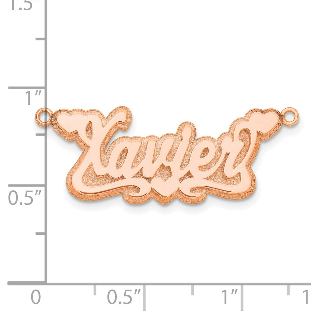 14k Rose Gold 3D Polished Hearts Name Plate