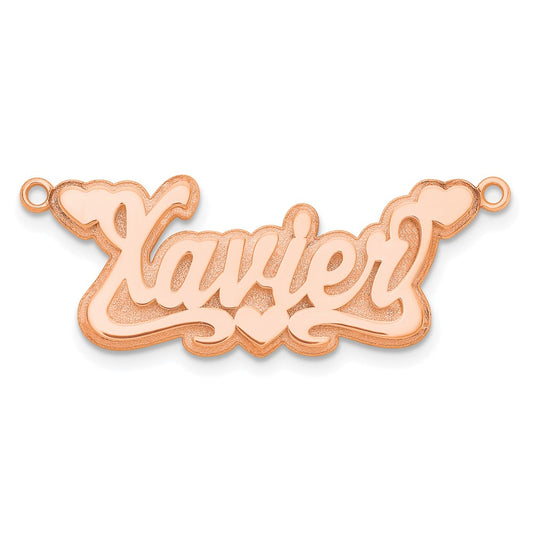 14k Rose Gold 3D Polished Hearts Name Plate