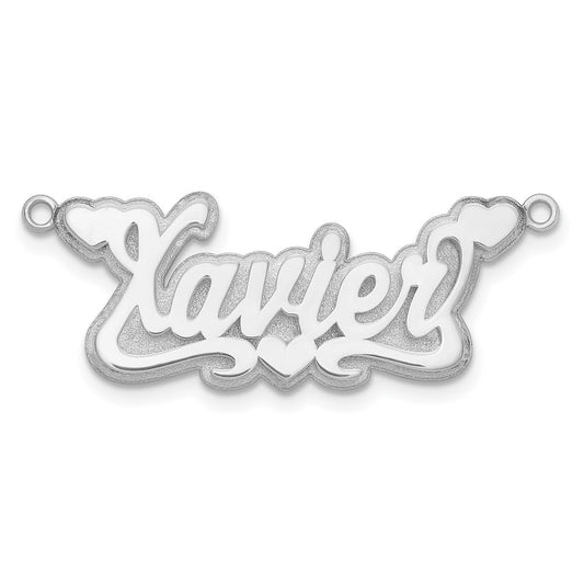 10k White Gold 3D Polished Hearts Name Plate