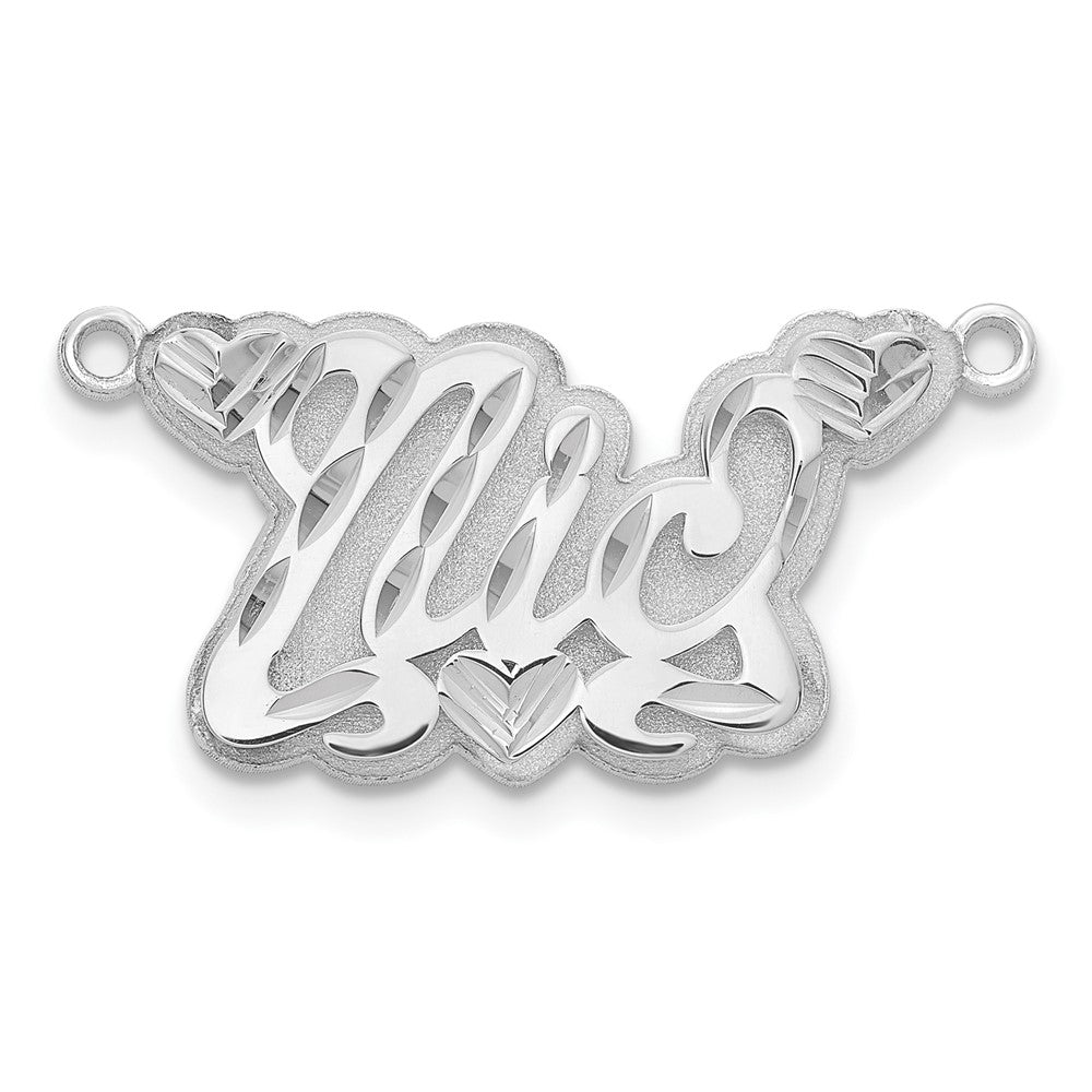 Sterling Silver/Rhodium-plated 3D Diamond-cut Hearts Name Plate