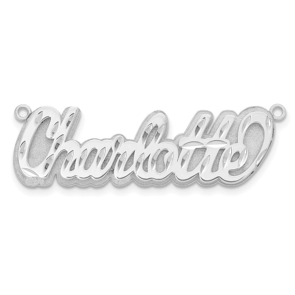 Sterling Silver/Rhodium-plated 3D Diamond-cut Name Plate