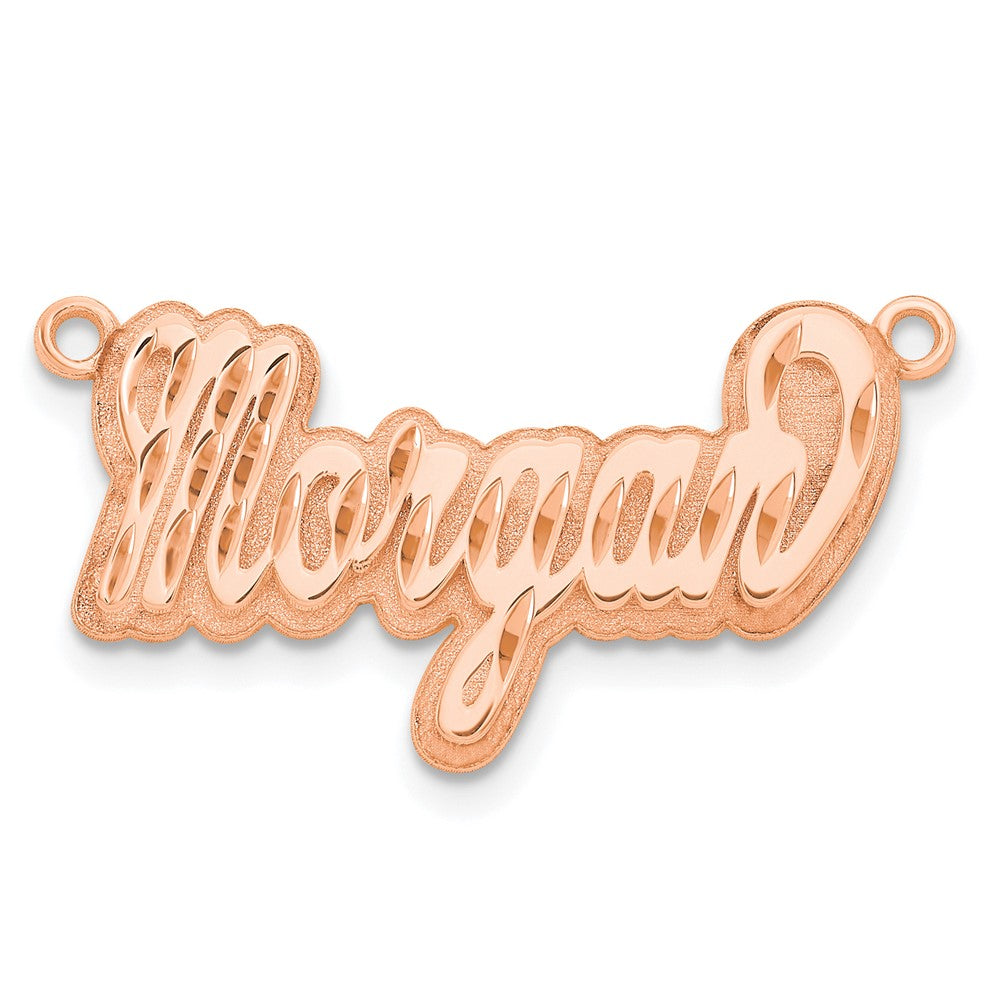 Sterling Silver/Rose-plated 3D Diamond-cut Name Plate