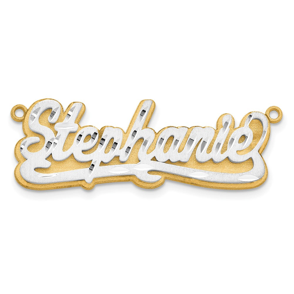 14k 3D Two-tone Satin Diamond-cut Name Plate