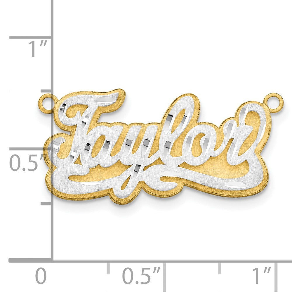 14k 3D Two-tone Satin Diamond-cut Name Plate