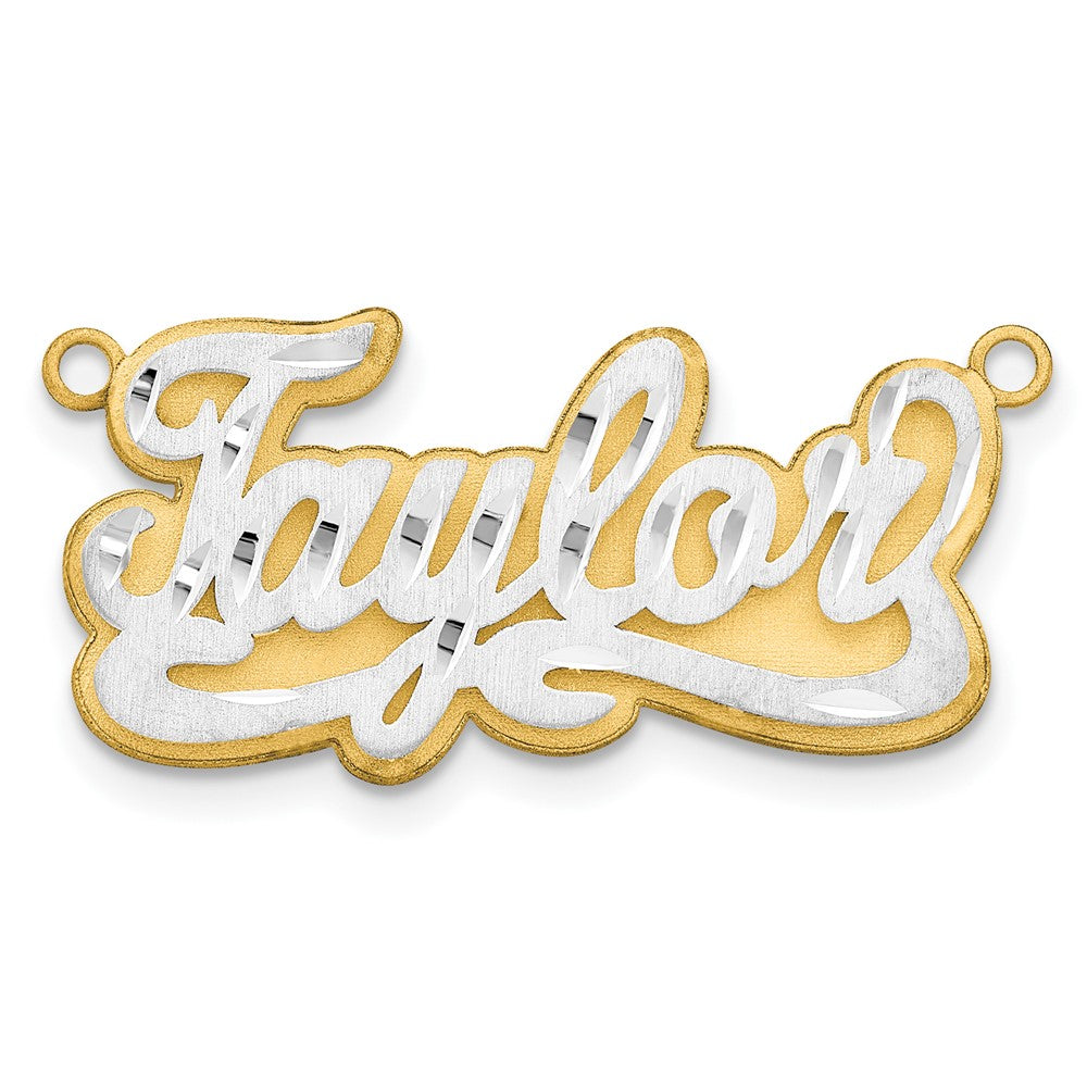 14k 3D Two-tone Satin Diamond-cut Name Plate