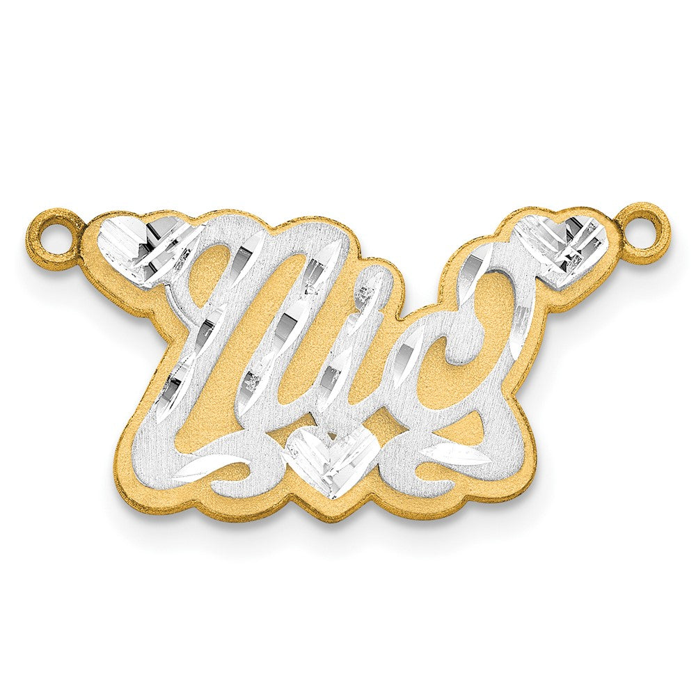 14k 3D Two-tone Satin Diamond-cut Name Plate