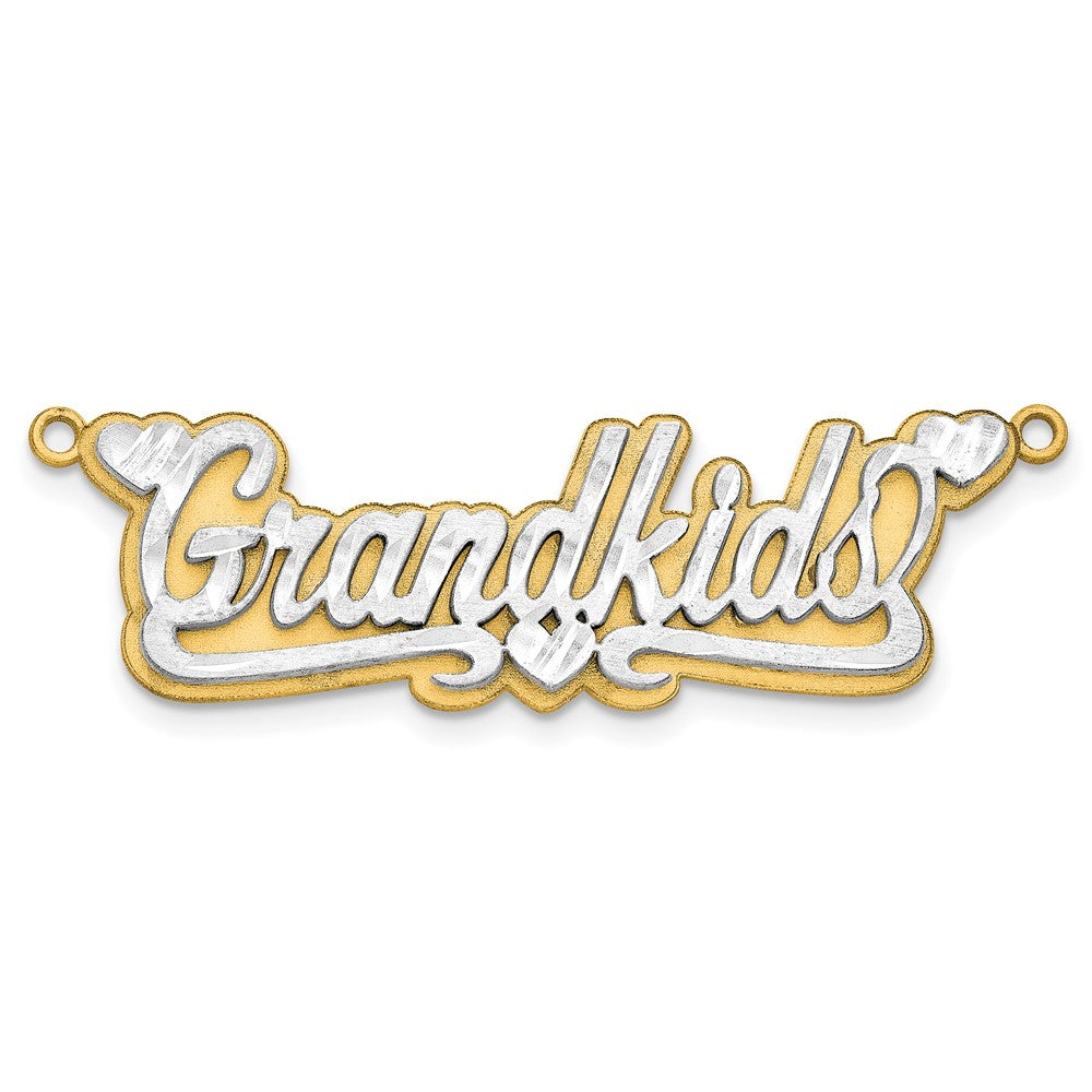 14k 3D Two-tone Satin Diamond-cut Name Plate
