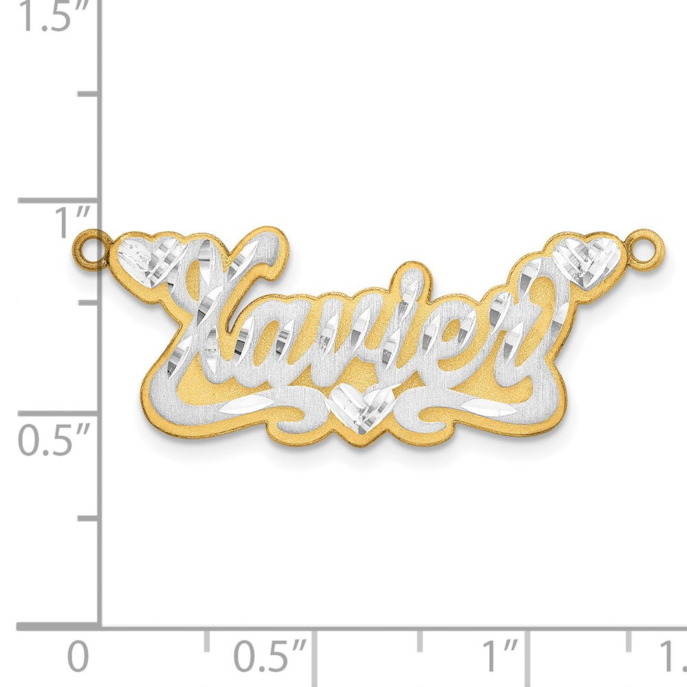 14k 3D Two-tone Satin Diamond-cut Name Plate