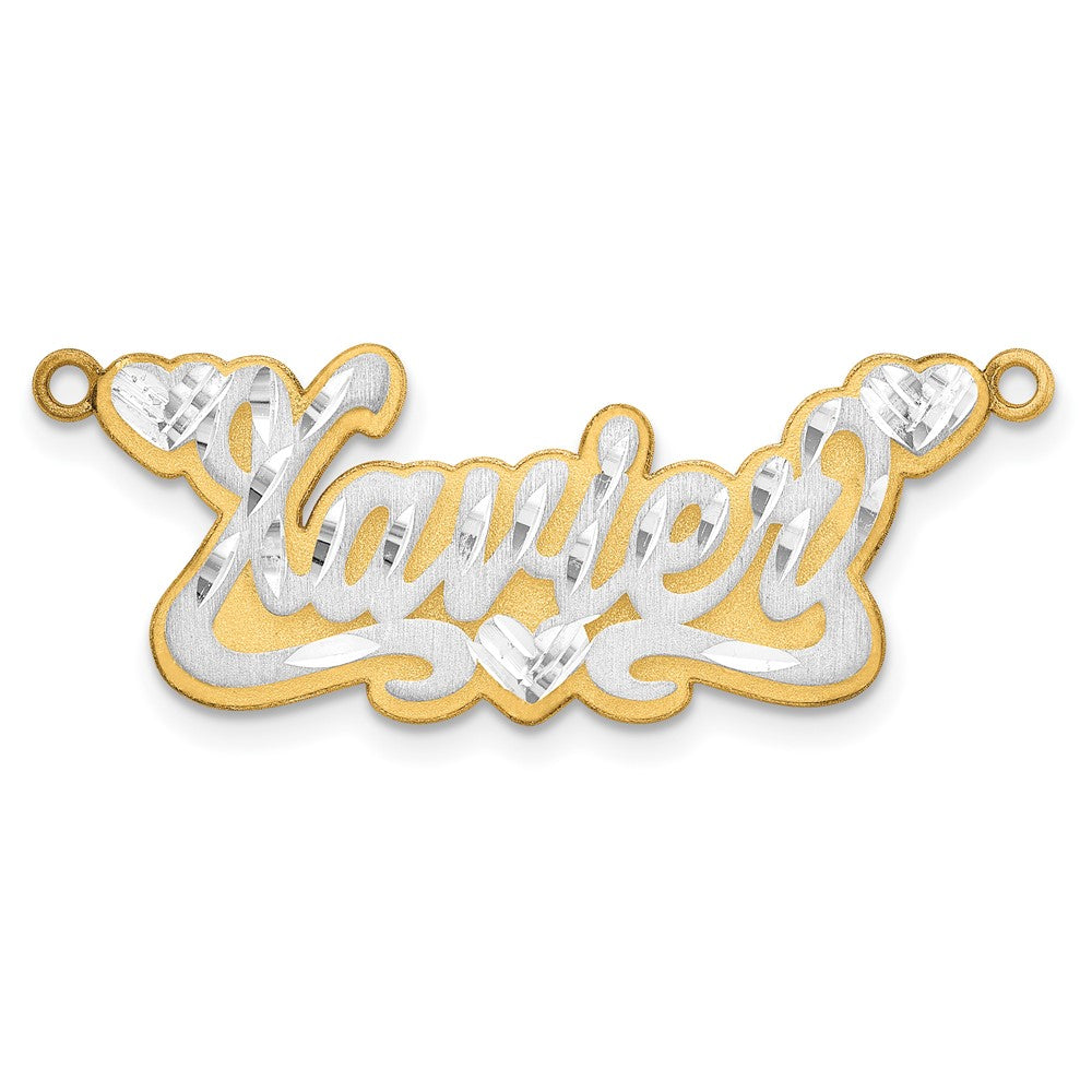 14k 3D Two-tone Satin Diamond-cut Name Plate