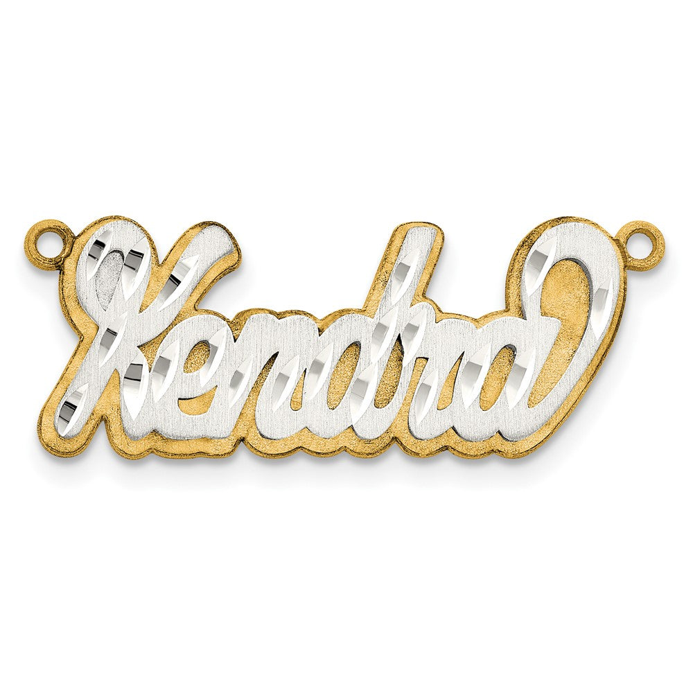 14k 3D Two-tone Satin Diamond-cut Name Plate