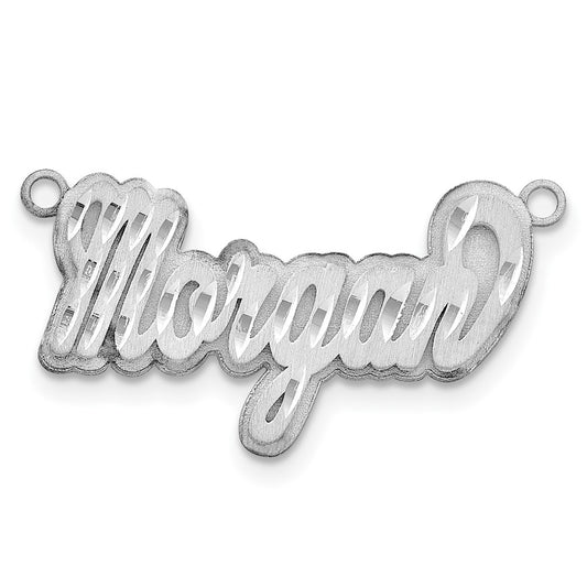 10k White Gold 3D Satin Diamond-cut Name Plate