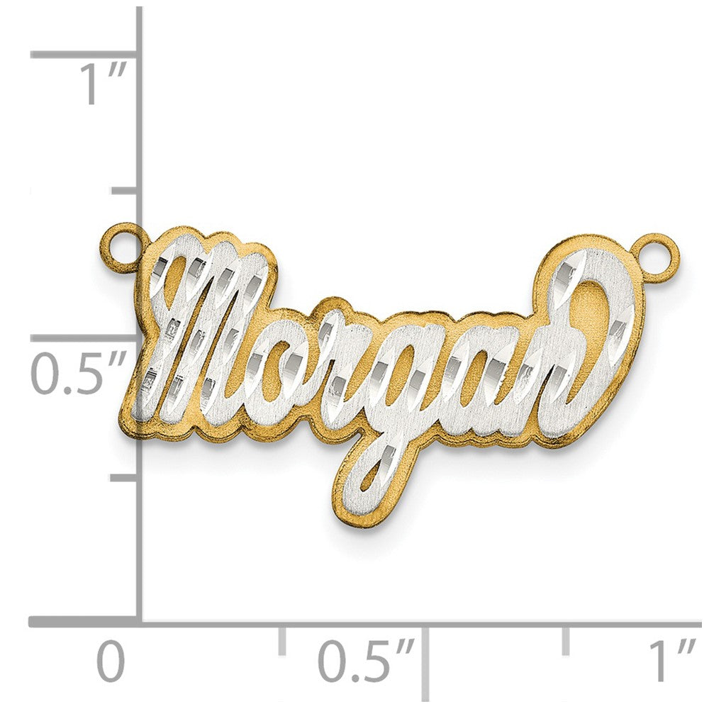 14k 3D Two-tone Satin Diamond-cut Name Plate