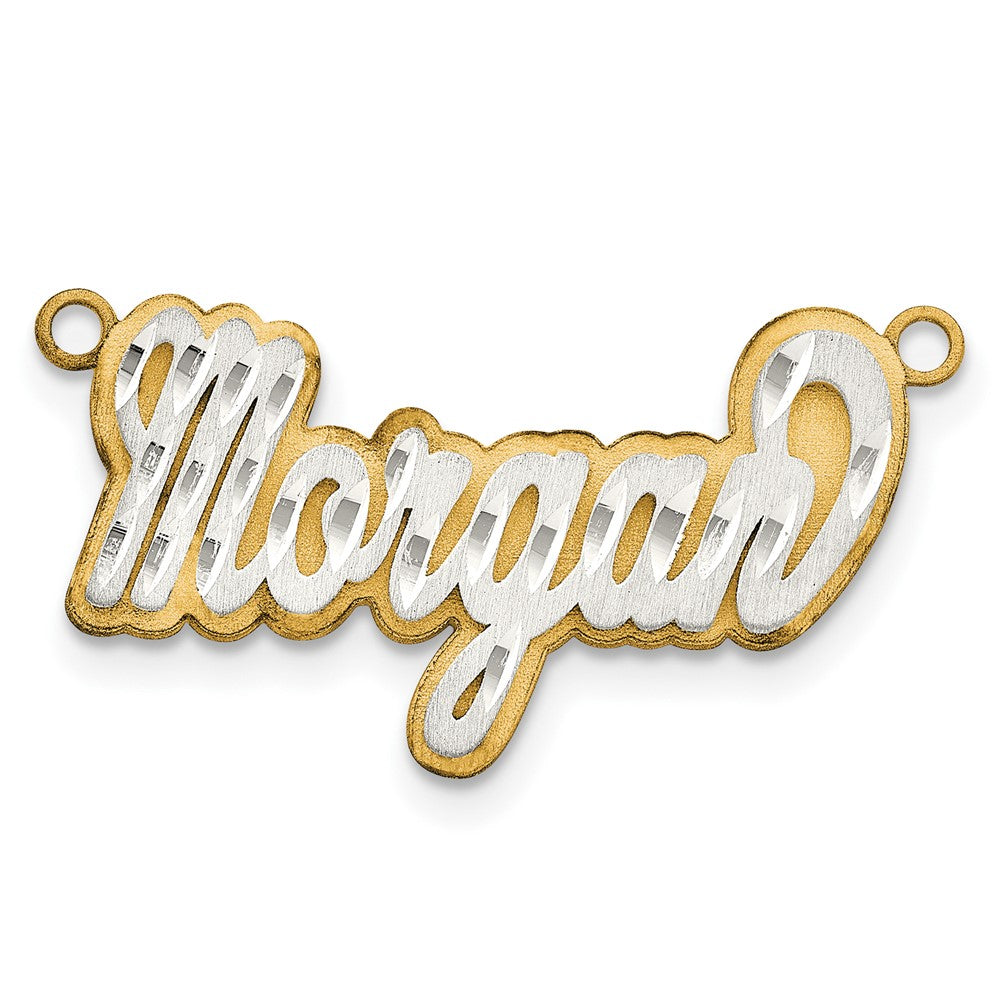 14k 3D Two-tone Satin Diamond-cut Name Plate