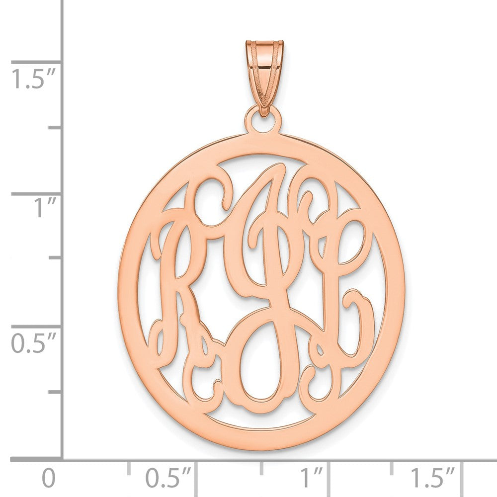 Sterling Silver/Rose-plated Round Monogram Pendant