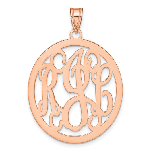 Sterling Silver/Rose-plated Round Monogram Pendant