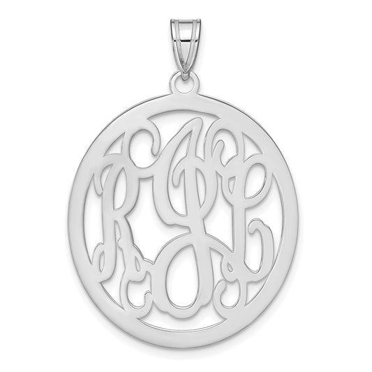 Sterling Silver/Rhodium-plated Round Monogram Pendant