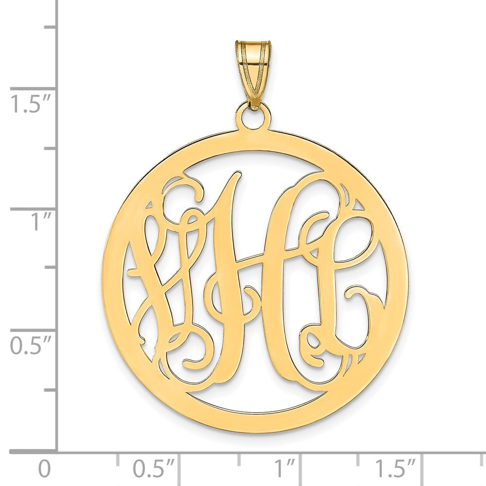 14k Yellow Gold Large Round Monogram Pendant