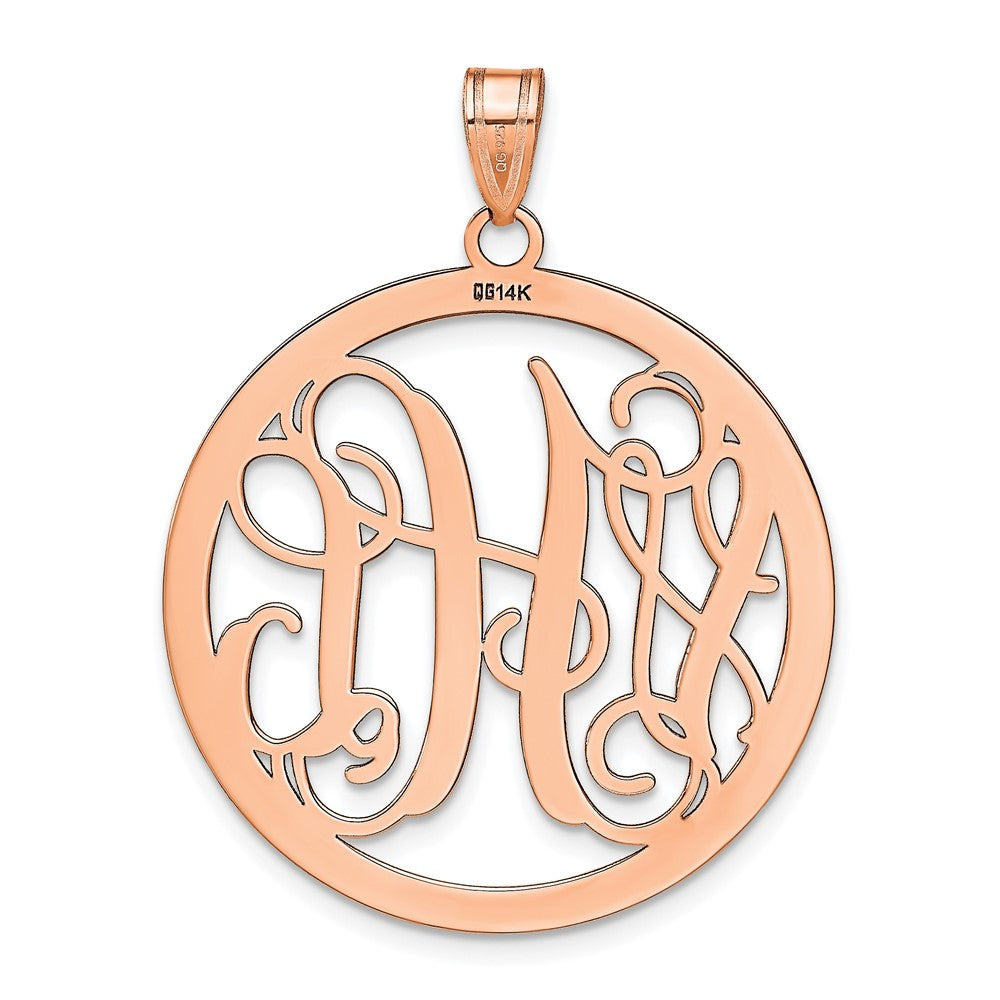 Sterling Silver/Rose-plated Large Round Monogram Pendant
