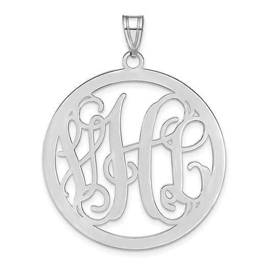 10k White Gold Large Round Monogram Pendant