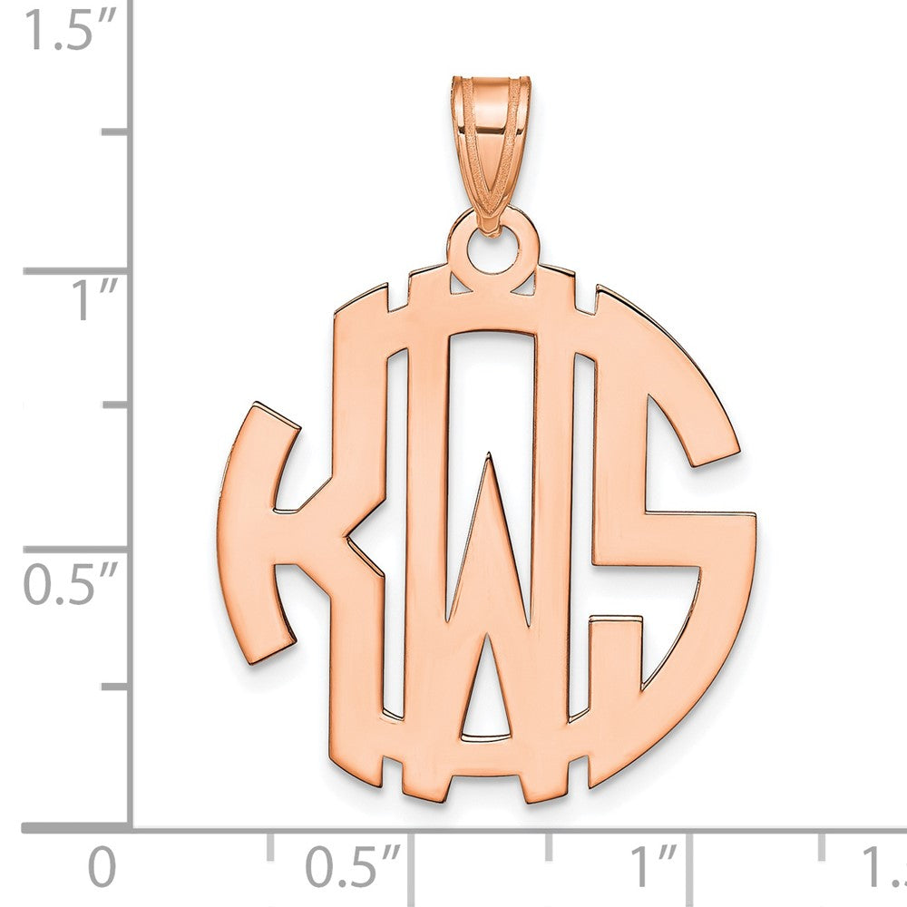 Sterling Silver/Rose-plated Round Cut-out Monogram Pendant