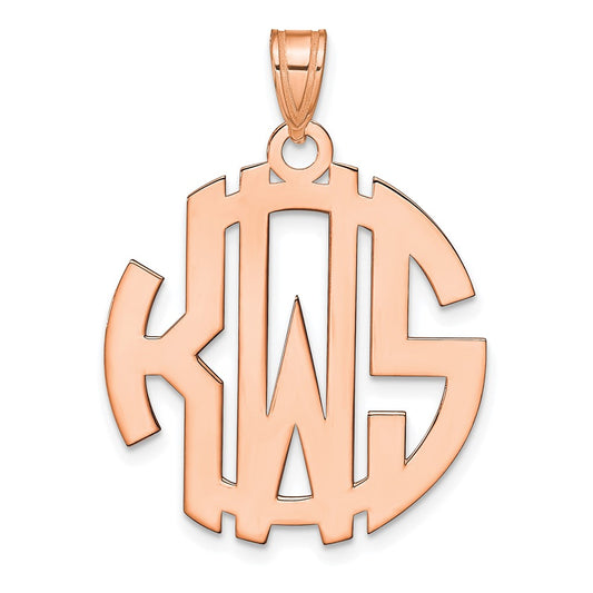 14k Rose Gold Round Cut-out Monogram Pendant
