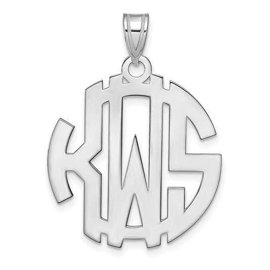 10k White Gold Round Cut-out Monogram Pendant