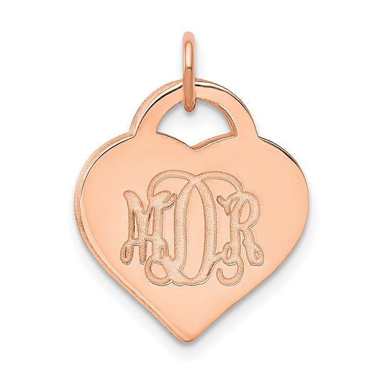 Sterling Silver/Rose-plated Monogram Heart Charm