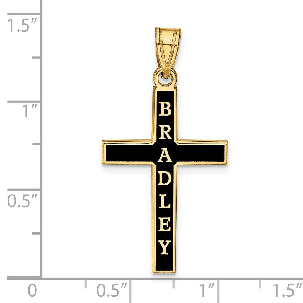 10k Yellow Gold Epoxy Cross with Name Pendant
