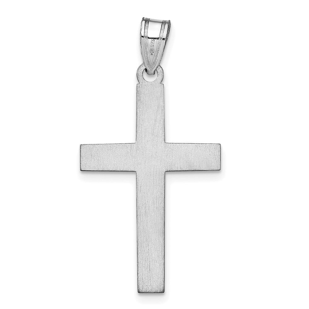 10k White Gold Epoxy Cross with Name Pendant