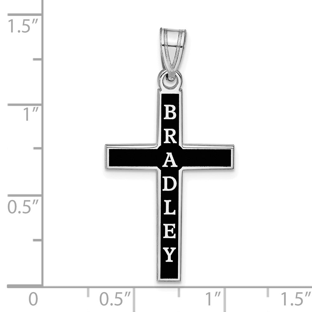 10k White Gold Epoxy Cross with Name Pendant