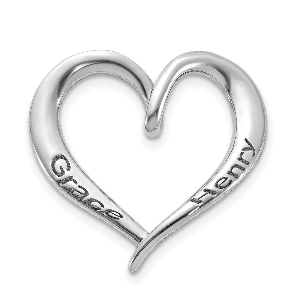 14k White Gold Personalized Antiqued Heart Slide