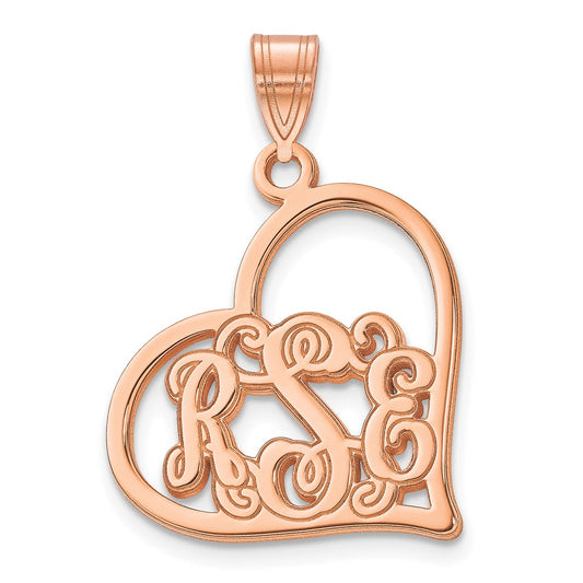 Sterling Silver/Rose-plated Etched Heart Pendant