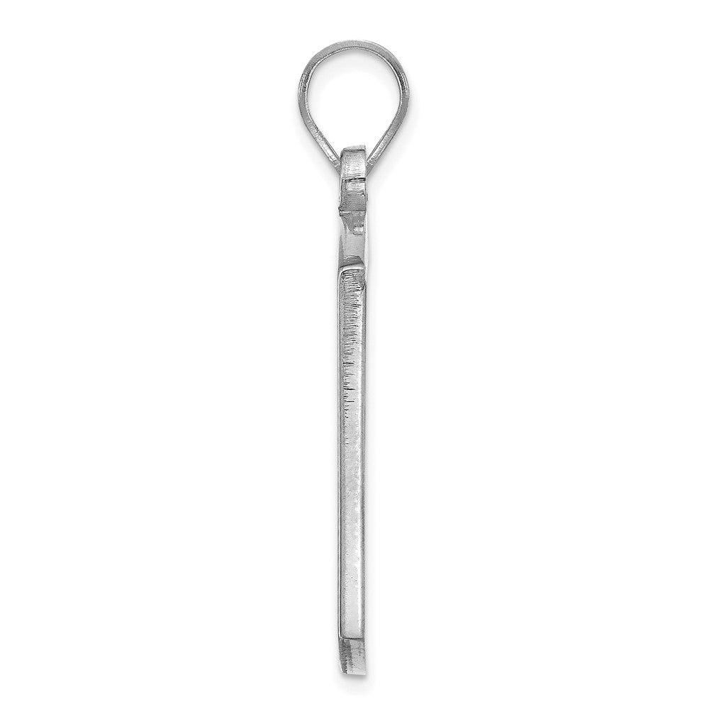 10k White Gold Brushed Monogram Pendant