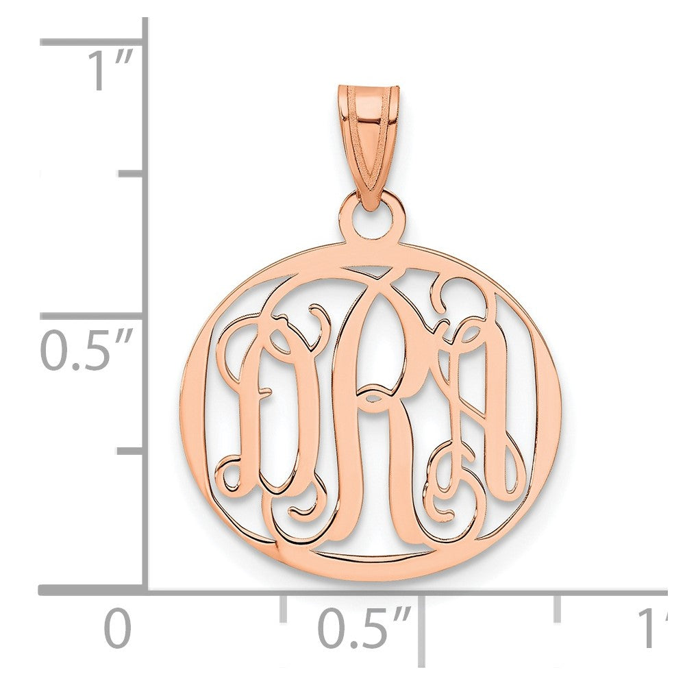 14k Rose gold Small Round Monogram Pendant