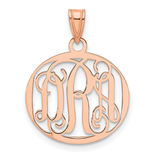 14k Rose gold Small Round Monogram Pendant