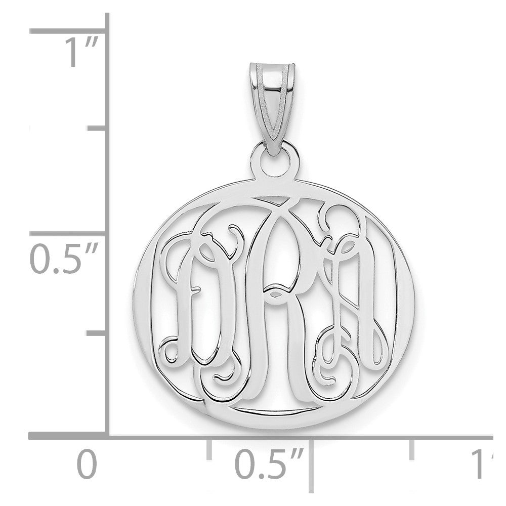 14k White Gold Small Round Monogram Pendant