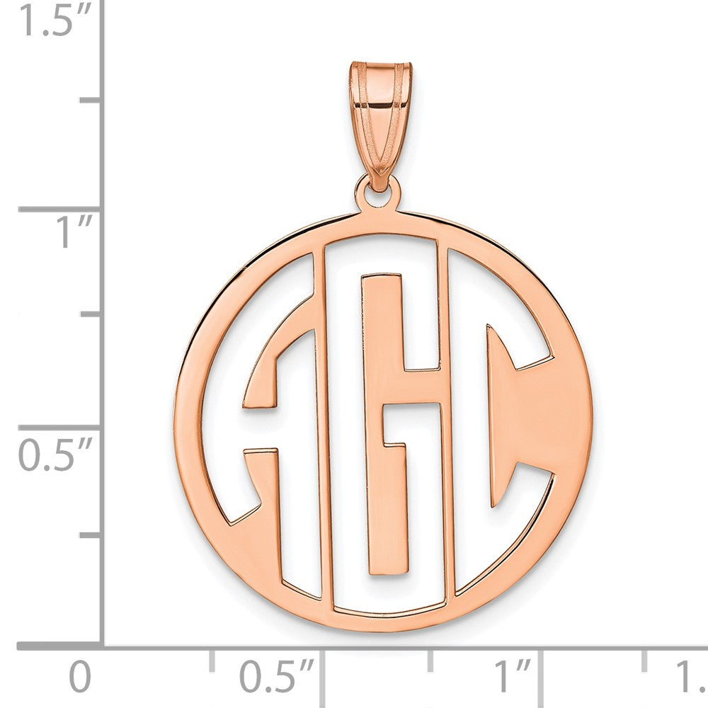 14k Rose Gold Round Cut-out Monogram Pendant