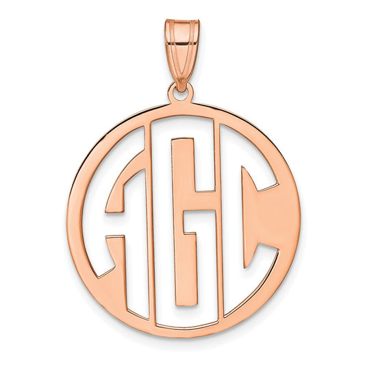 14k Rose Gold Round Cut-out Monogram Pendant