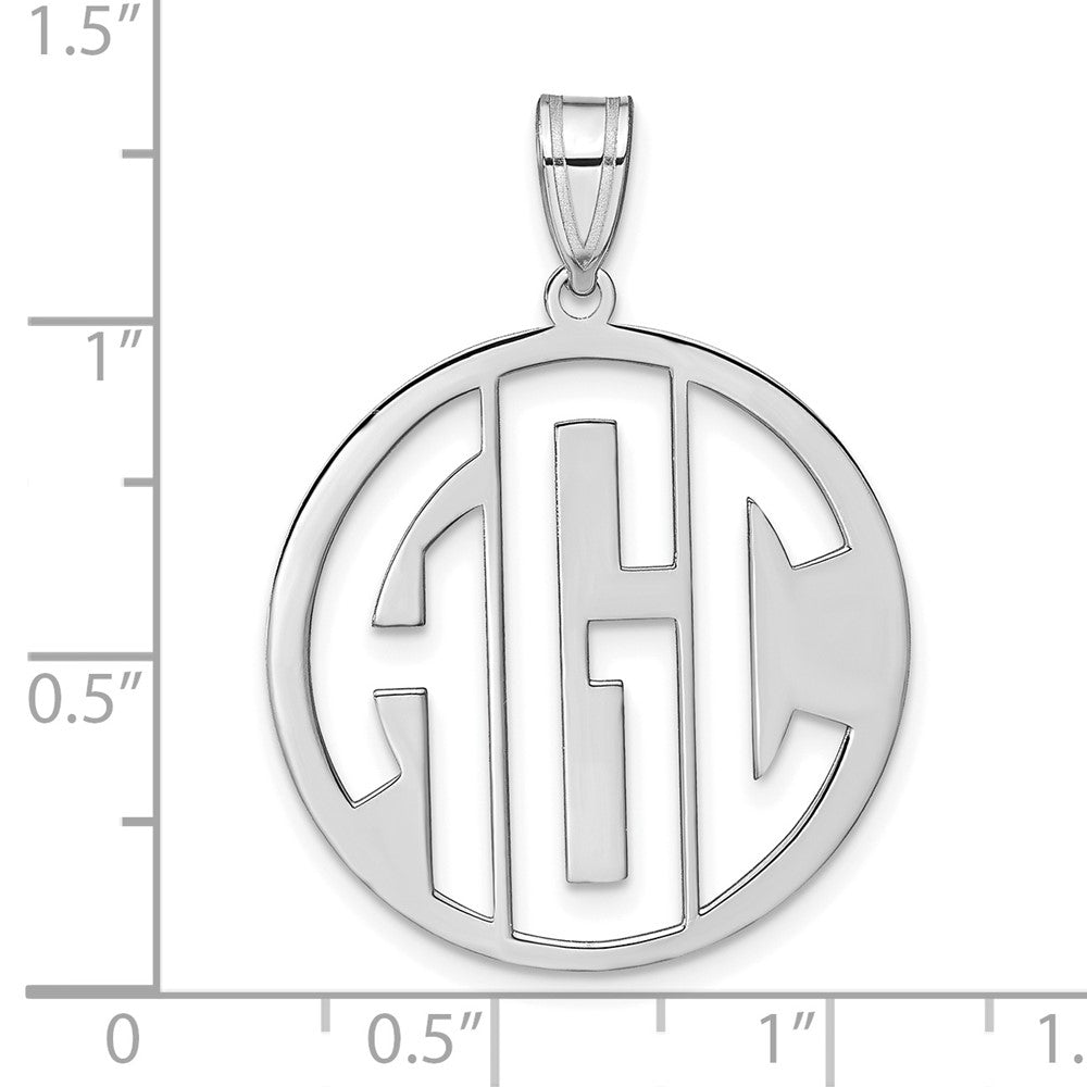 14k White Gold Round Cut-out Monogram Pendant